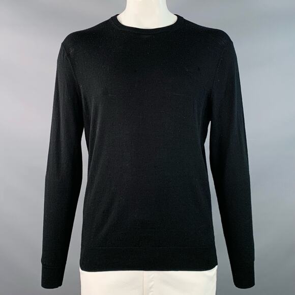 SUITSUPPLY Size XL Black Knit Merino Wool Long Sleeve Crew Neck Pullover - Picture 1 of 5
